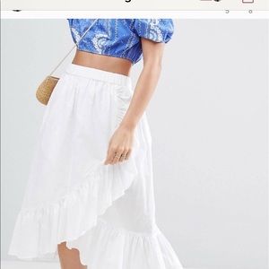 White wrap ruffle skirt ASOS